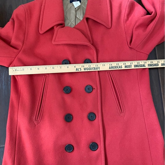 J. Crew Women’s Double Breasted Wool Blended Red Pea Coat L - Picture 10 of 13